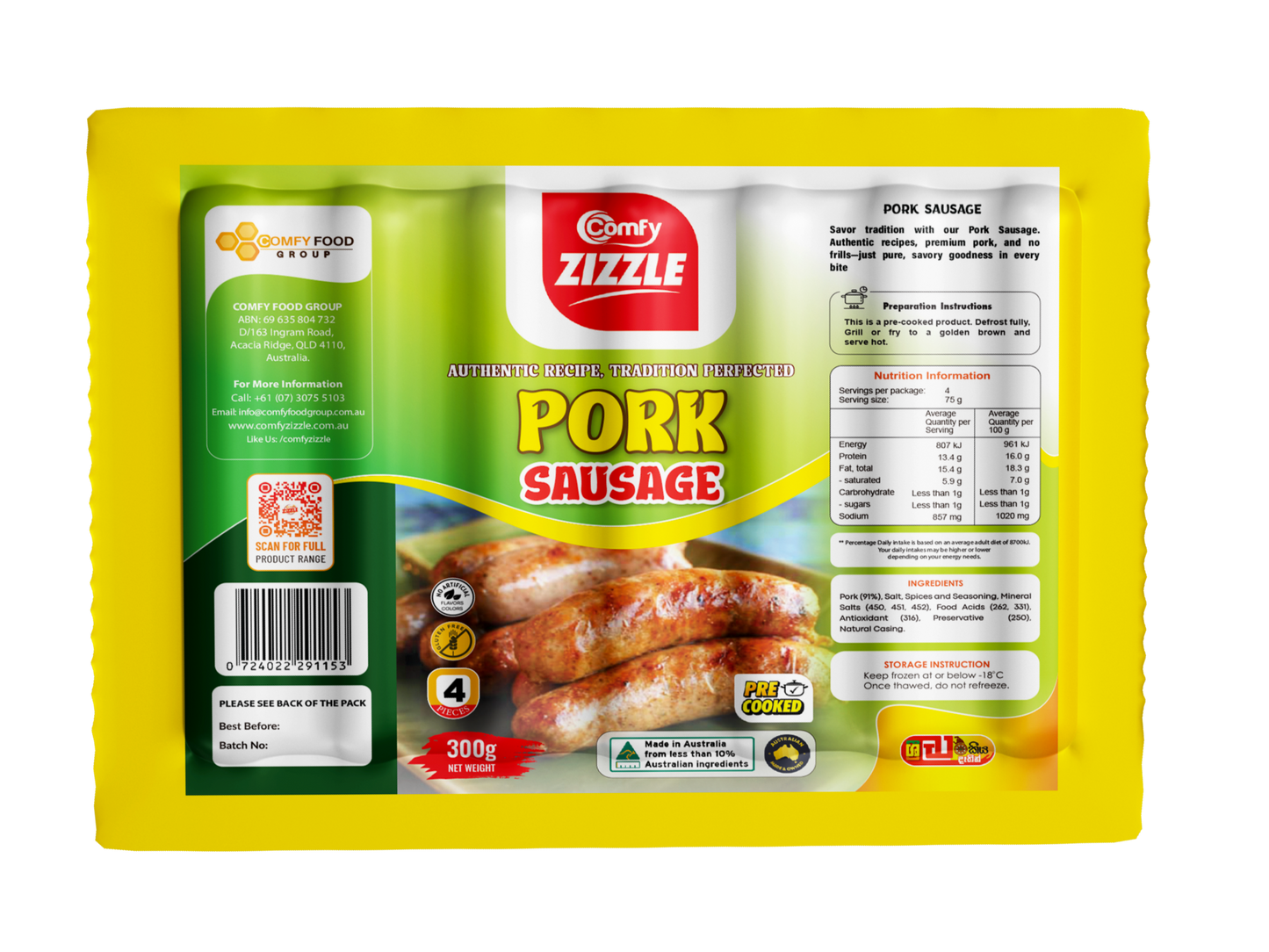 Comfy Zizzle Pork Sausage